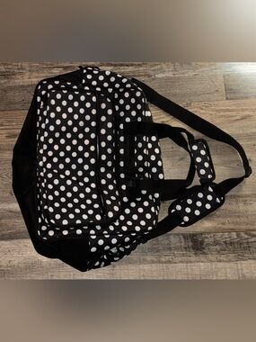 Polka dot large tote travel bag workout gym school shoulder Velcro zipper zip up